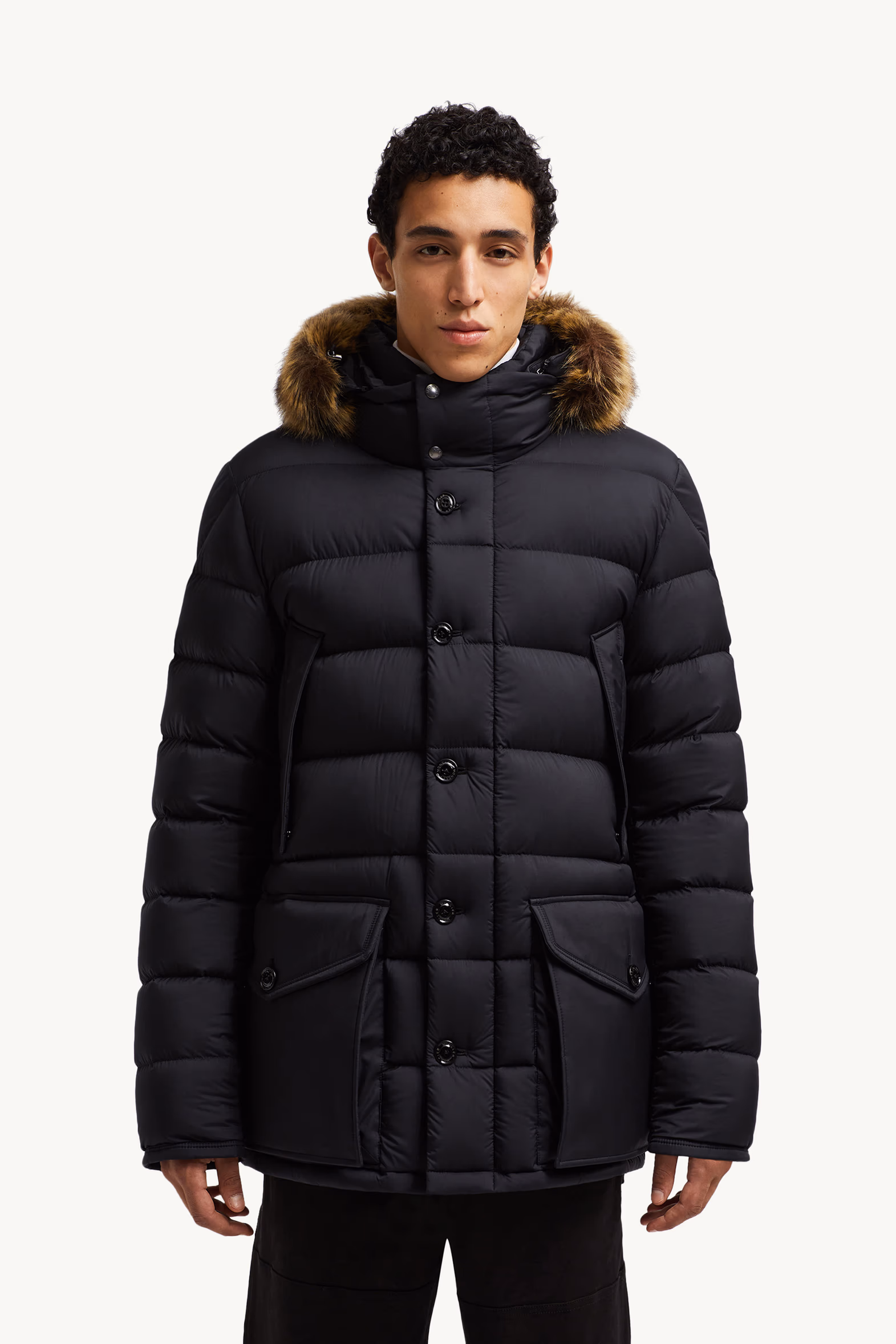Doudoune mi-longue Clunye à capuche Hommes Noir Moncler 3